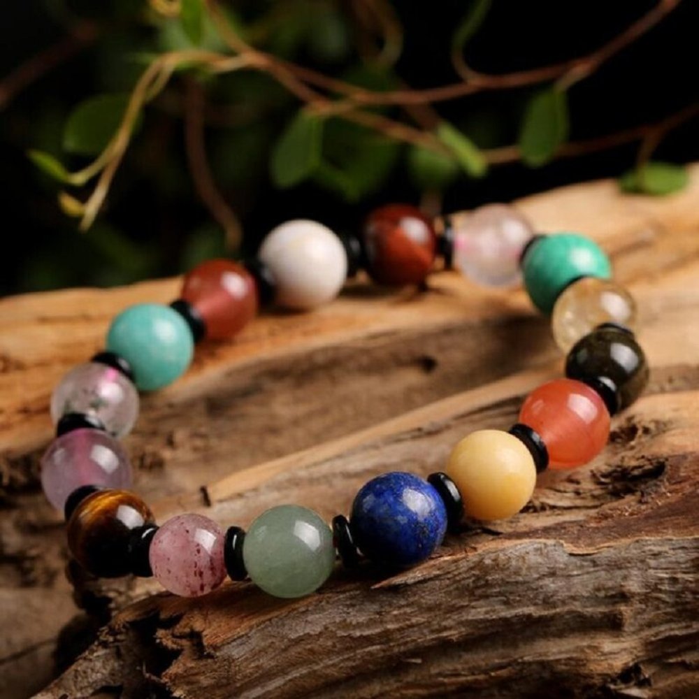 Natural 8mm Gemstone Crystal Beaded Stretch Bracelet